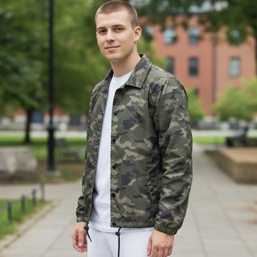American Eagle Men's‎ M Bomber Jacket Green Camo EUC Lightweight